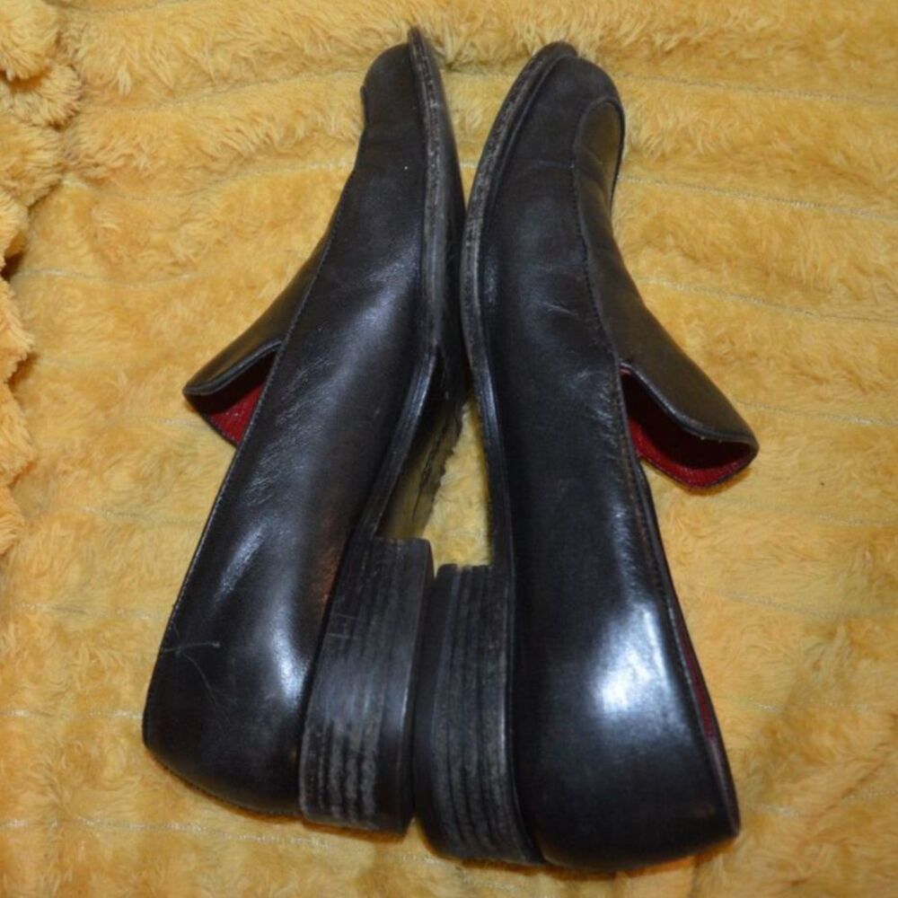 SALVATORE FERRAGAMO SPORT Square Toe Slides Black with Red Soles Vintage - Picture 5 of 8